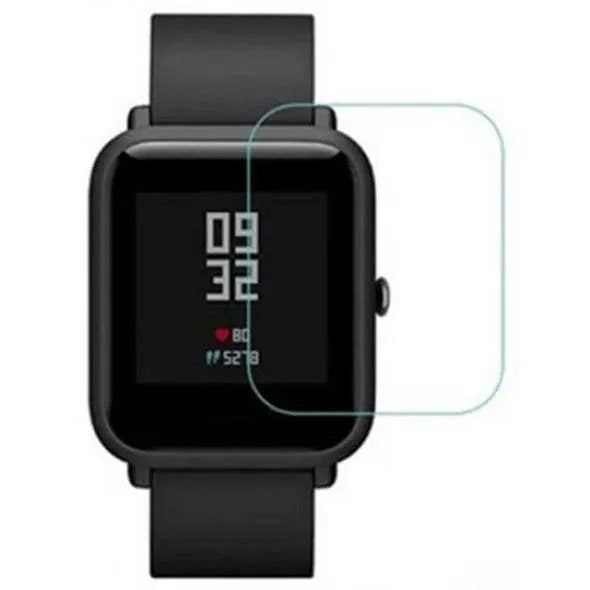 Amazfit Bip S smartwatch with clear HD hydrogel screen protector film applied