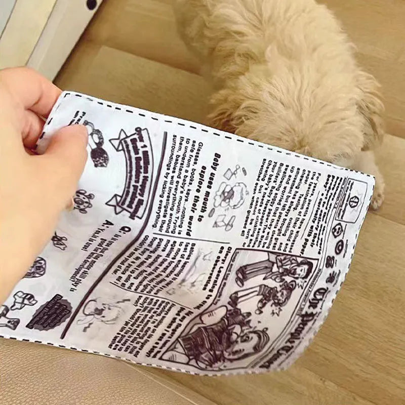 Tearproof pet dog squeaky toy simulating newspaper playing card design for Corgi puppy interactive chewing