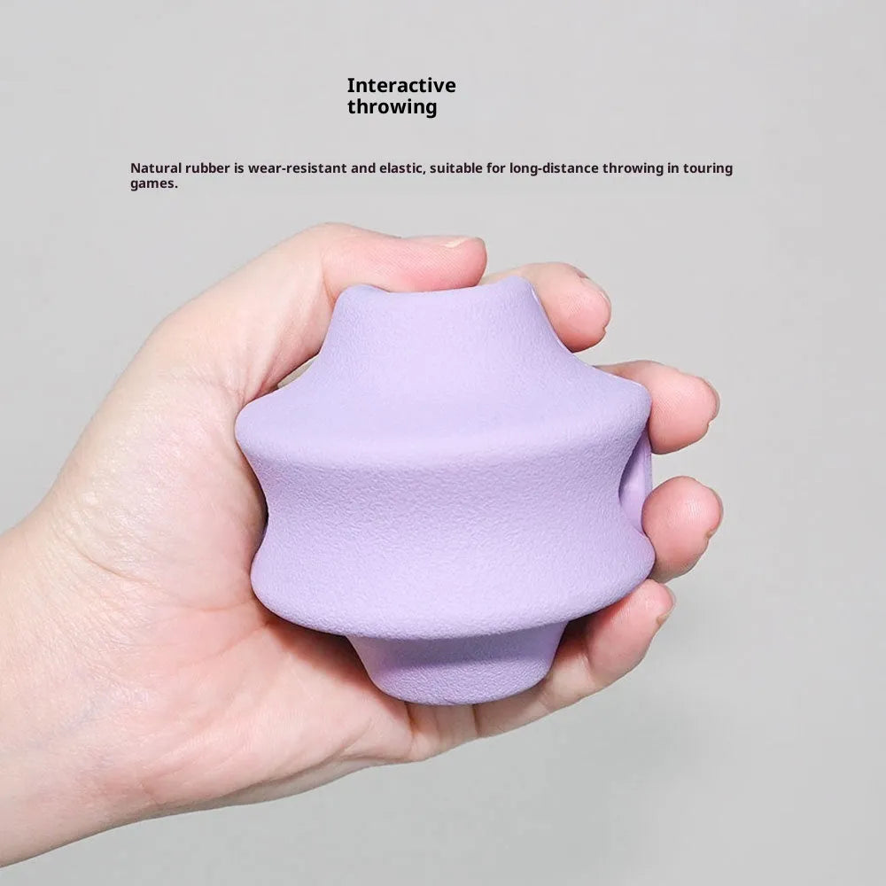Natural rubber pet food dispensing toy in dark blue colour, small size, for slow feeding
