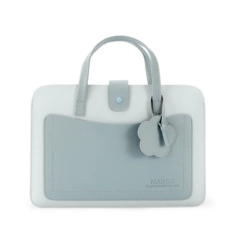 Thin flower pattern PVC waterproof computer bag with drawstring closure for 13 inch laptop