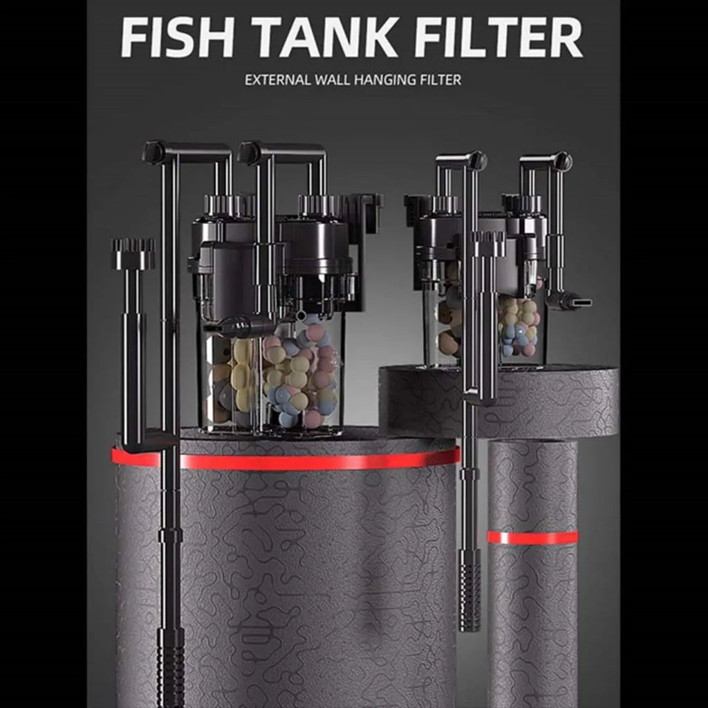 External wall hanging aquarium filter with large filter bucket and waterproof cover