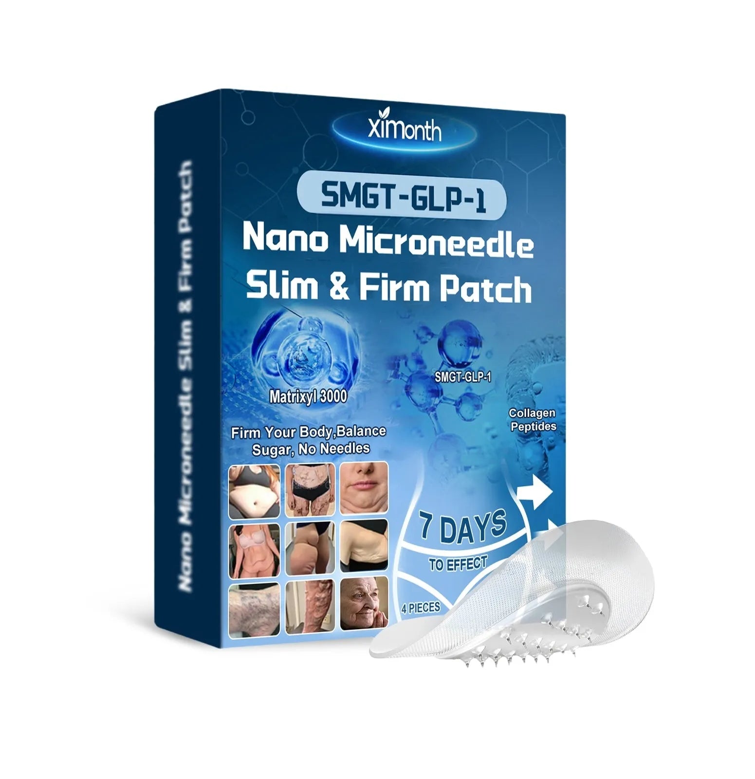 Nano Microneedle Slim Firm Patch with active ingredients Artemisia argyi and acetyl hexapeptide-8, pack of 4 pieces