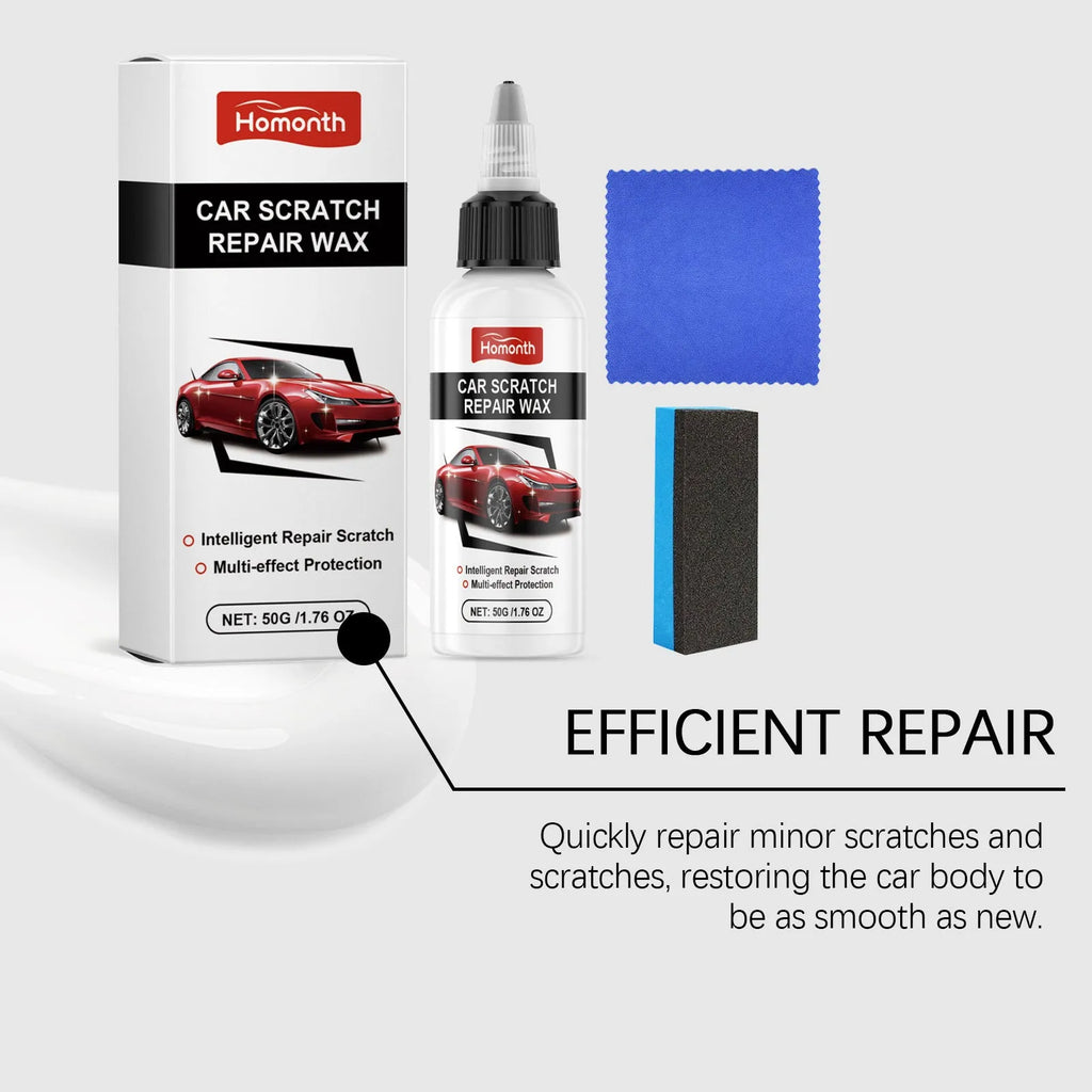 Car scratch care cream 50g tube with sponge and towel for paintwork cleaning and polishing