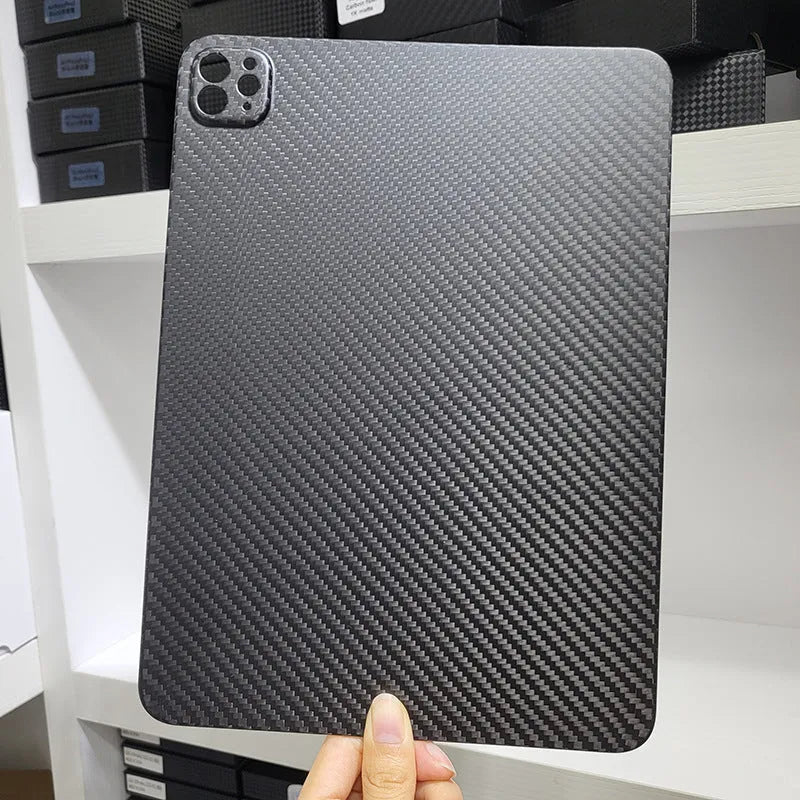 Carbon fibre hard case with plaid design for iPad Pro 11 in matte and forged finish options