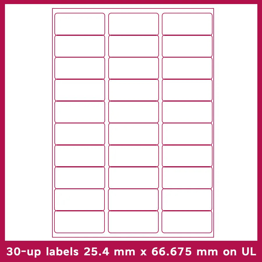 FBA label paper sheets showing ten different grid formats for barcode and serial number labelling
