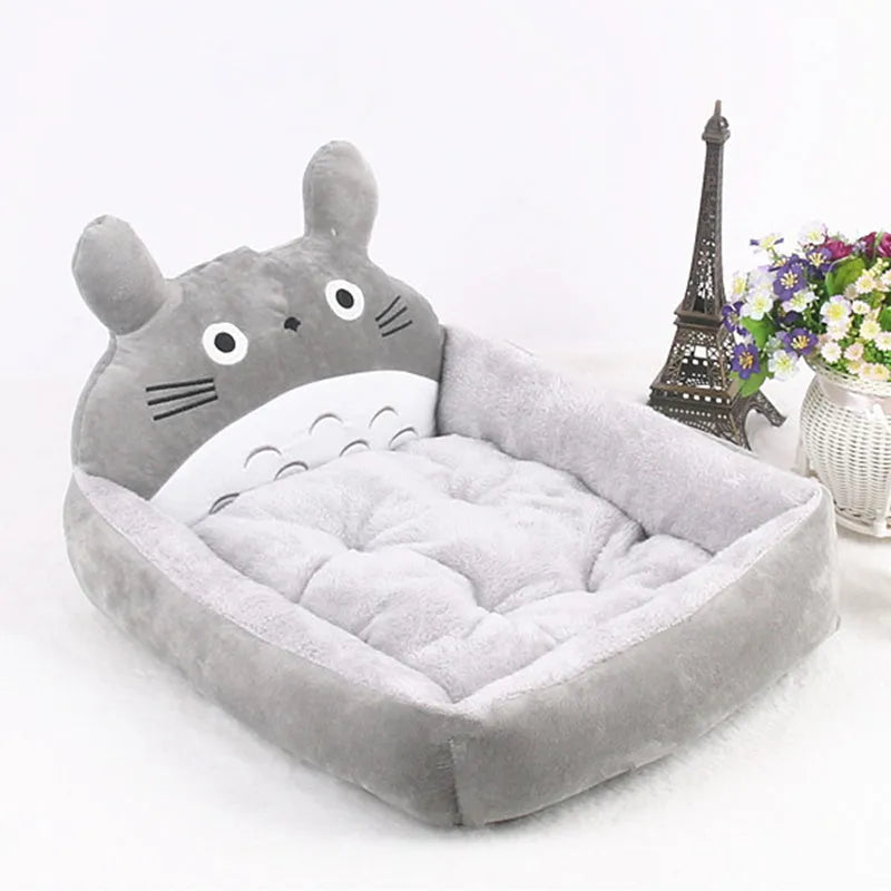 Soft plush cartoon-style sofa bed for a small dog or cat, shown in blue colour.