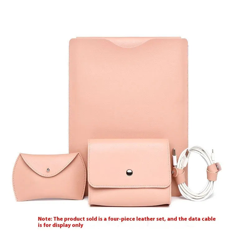 Four-piece leather edge protector set for notebooks in multiple colours with lock edge design
