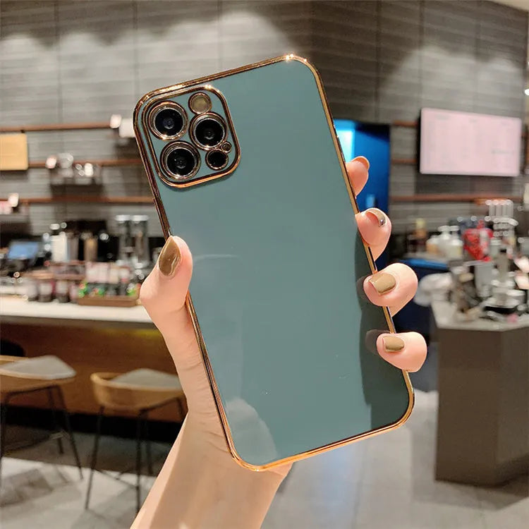 Gold plated cartoon design iPhone case with silicone stripes on TPU material for iPhone protection
