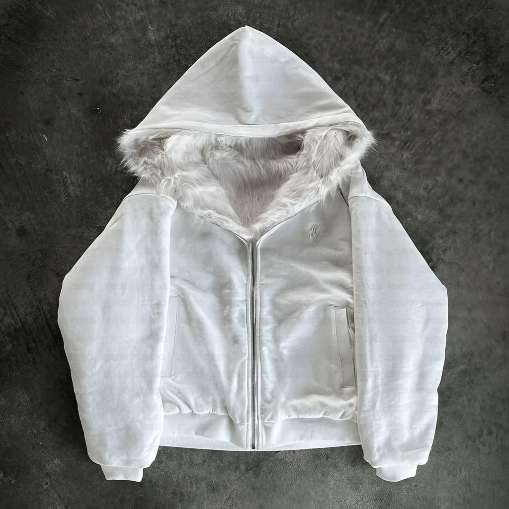 Casual loose fit polyester coat in black or white with cardigan style and long sleeves