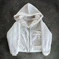 Casual loose fit polyester coat in black or white with cardigan style and long sleeves