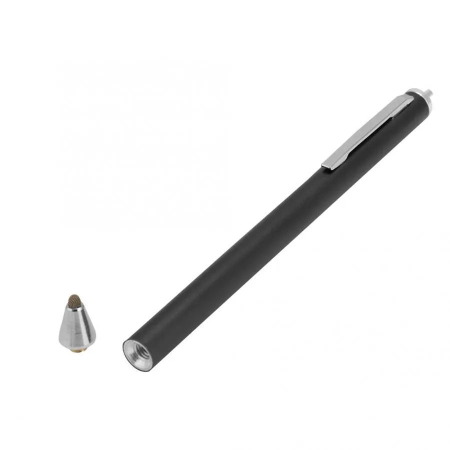 Fine tip metal stylus pen for touch screen tablets and smartphones in assorted colours.