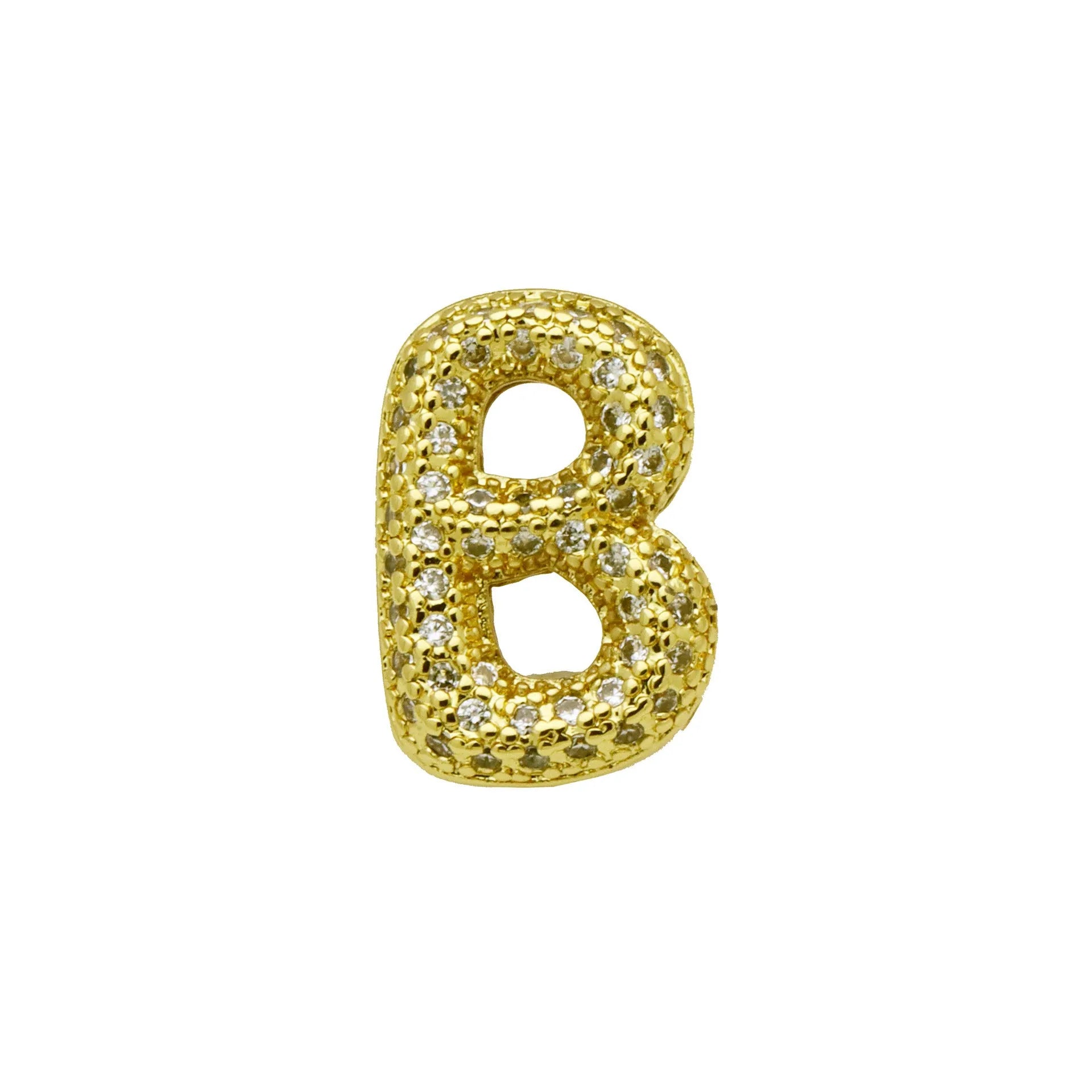 Copper letter bracelet with zirconium inlay showing detailed English character modelling in gold finish