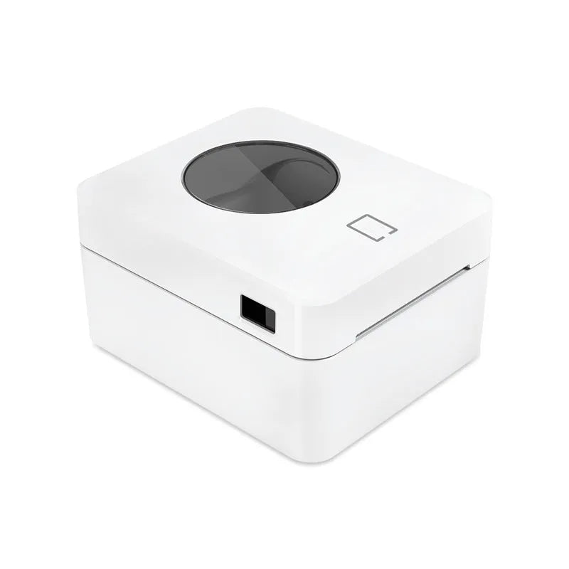White thermal label printer with Bluetooth and USB connectivity for shipping or barcode labels.