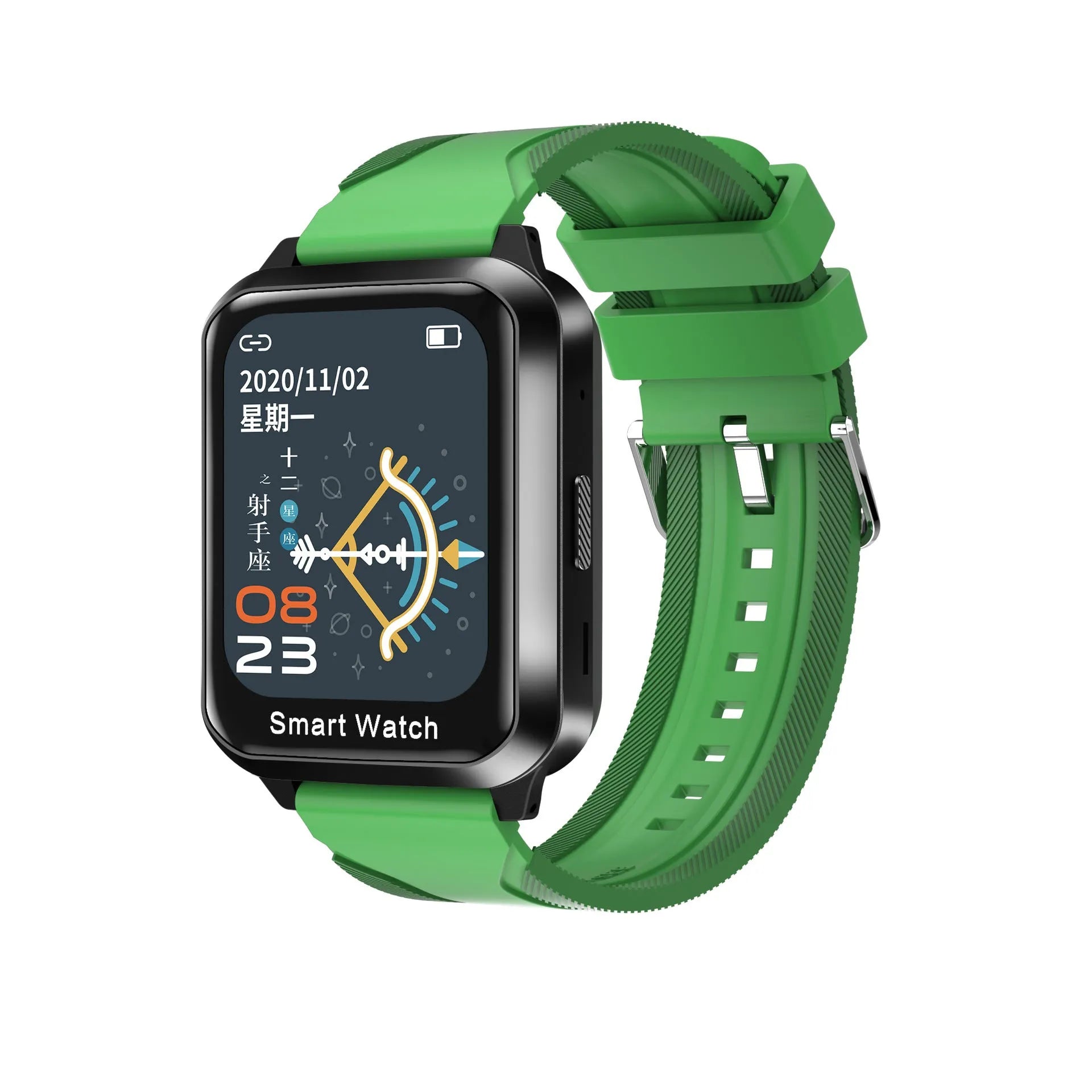 Black Bluetooth smart bracelet with a 1.78-inch split screen display on a silicone wrist strap.