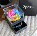 Eternal flower gift box with artificial roses, measuring 8.5cm wide and 10.5cm high