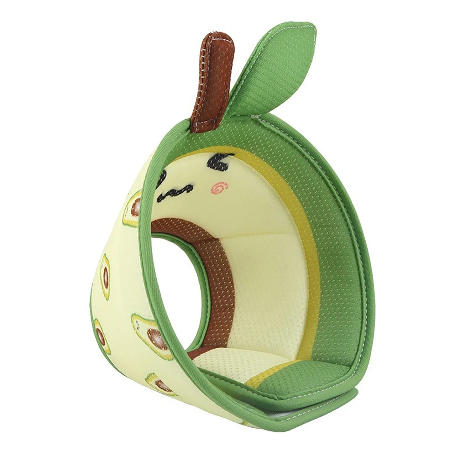 Soft adjustable cat recovery cone collar made from beige EPE foam with a white adjustable strap.