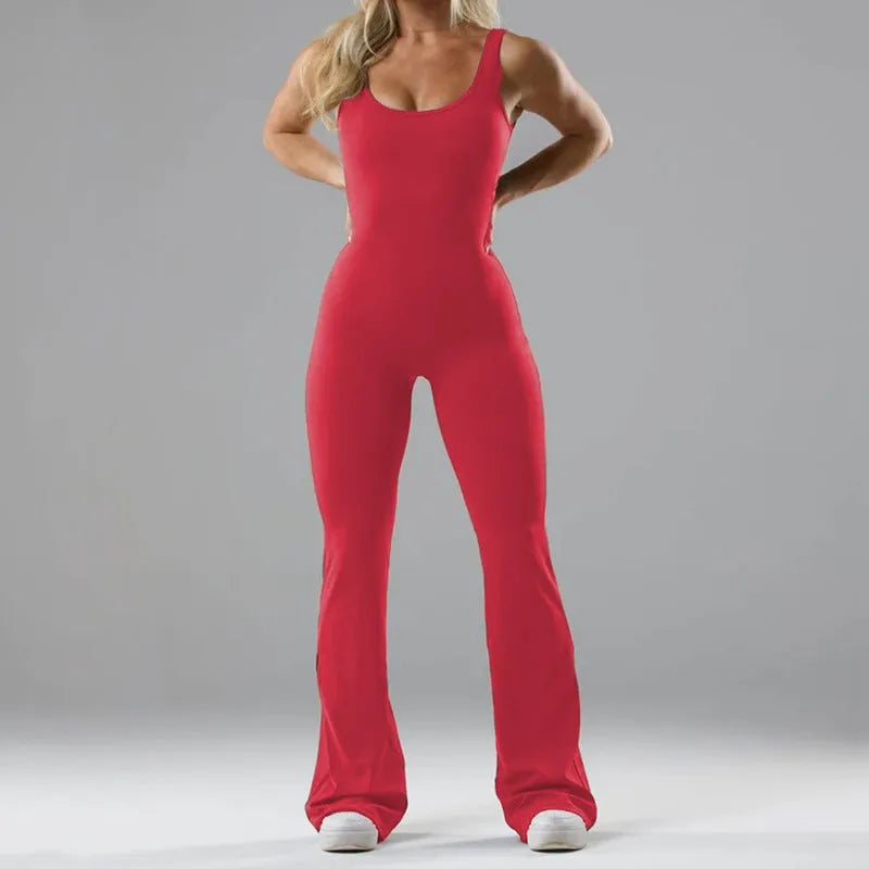 Women's milk silk seamless yoga bodysuit in mid-waist design with chest padding