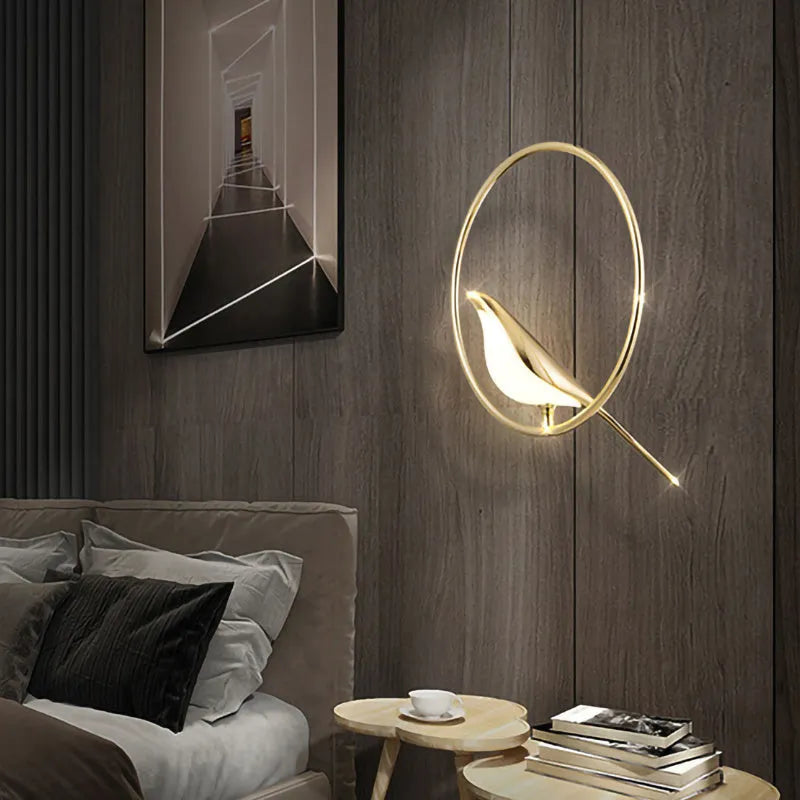 Modern minimalist magpie bird design chandelier with long 150cm drop and single LED light head