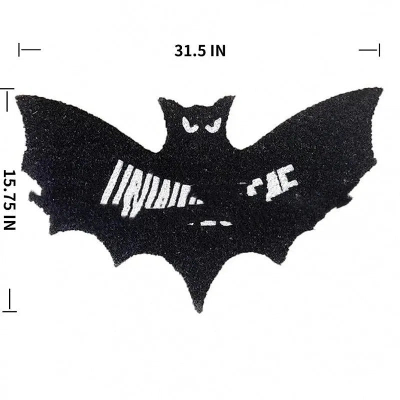Bat-shaped plastic doormat measuring 80x40 centimetres in bat mat style