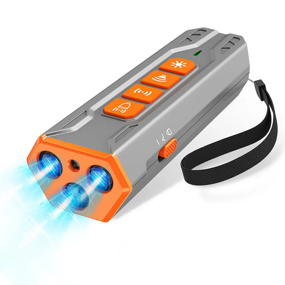 Three head ultrasonic dog trainer with remote control in grey orange colour