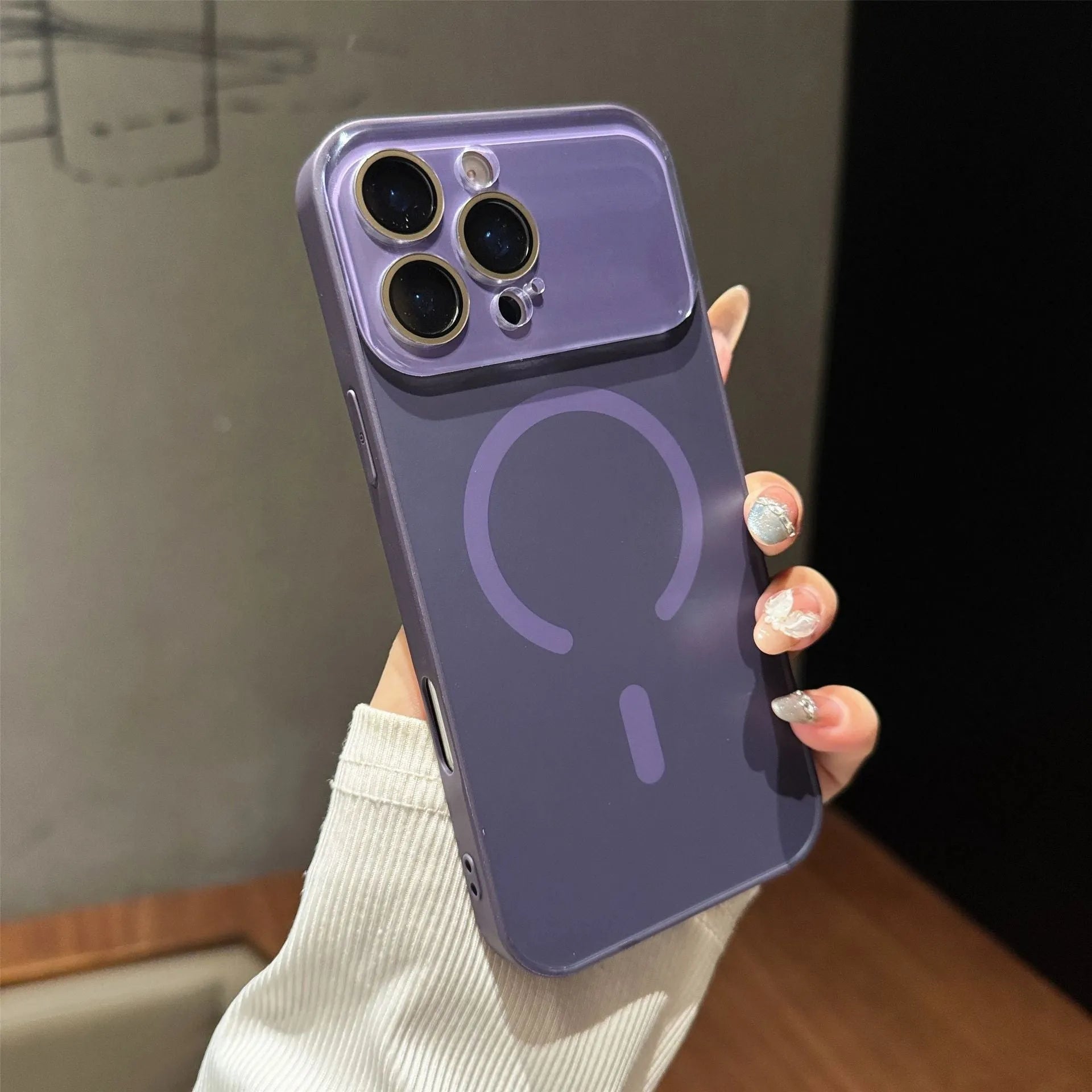 Frosted magnetic phone case with large window, shockproof, for iPhone 11-17 series, available in five colours