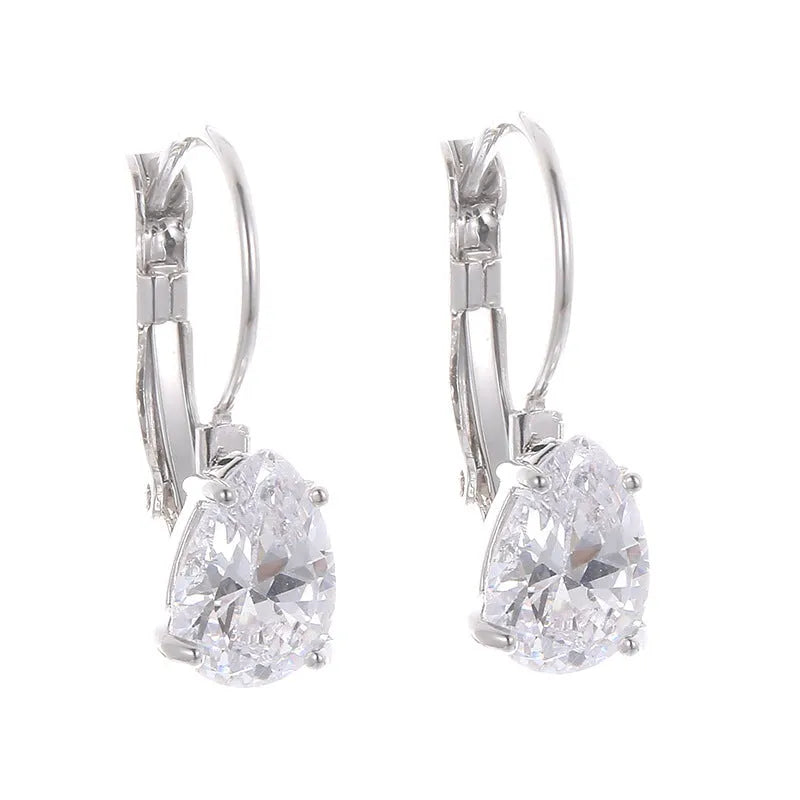Women's drop-shaped copper earrings with platinum inlay in gold colour