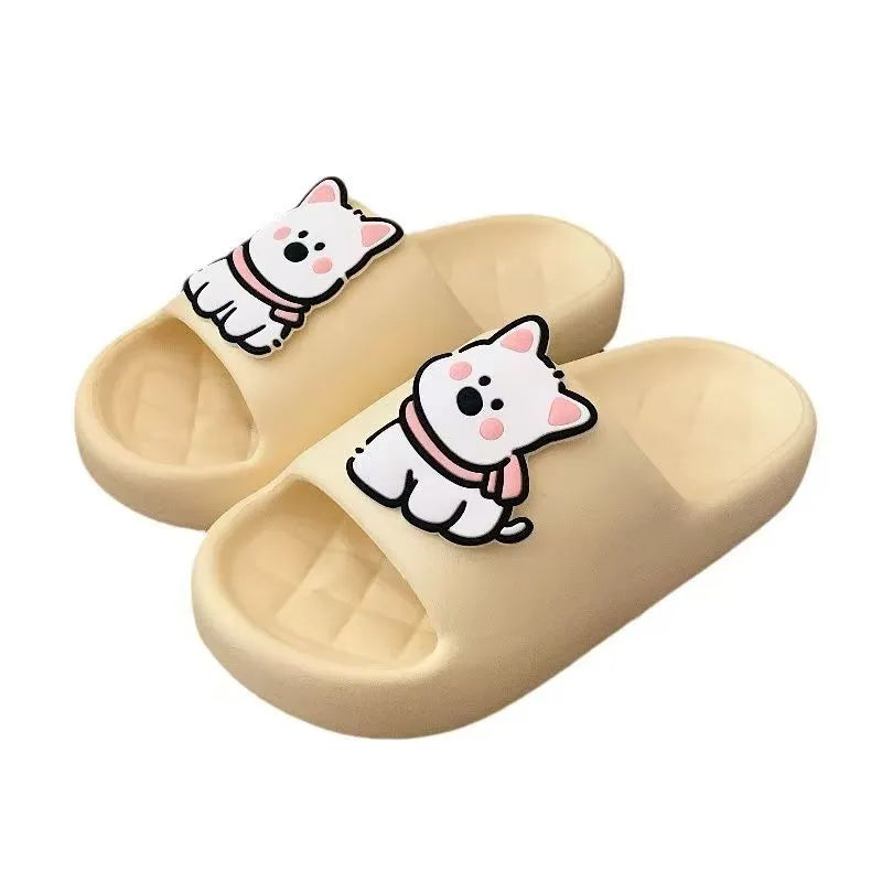 Rhombus pattern flip-flop slippers in PVC material shown in light yellow colour