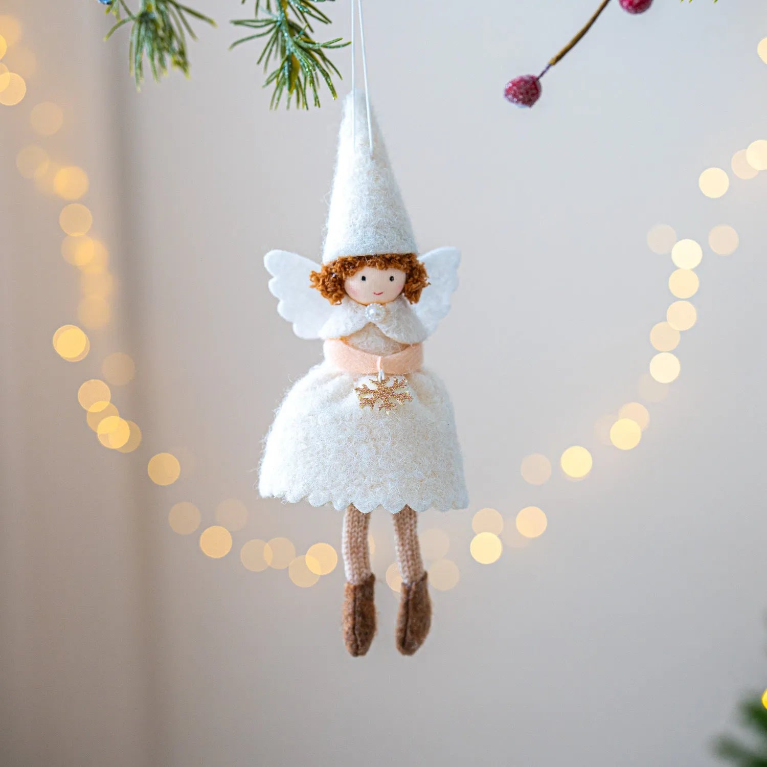 Girl's Christmas angel skirt felt pendant decoration in soft cloth with plush detail