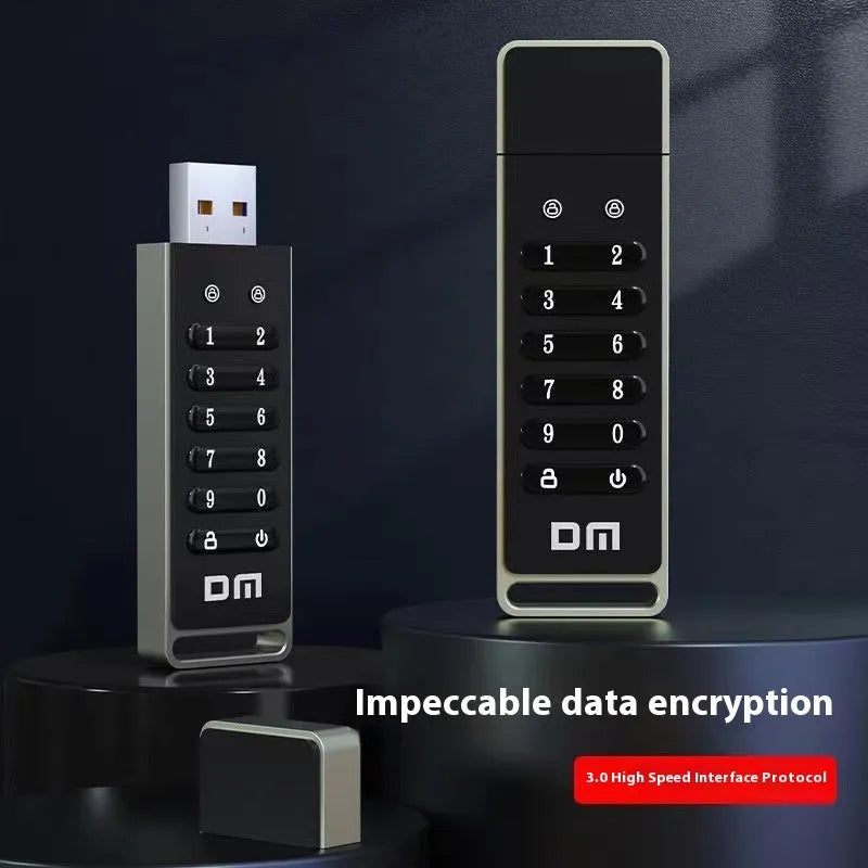 Metal fingerprint encrypted USB flash drive with 64GB capacity and USB 3.0 interface