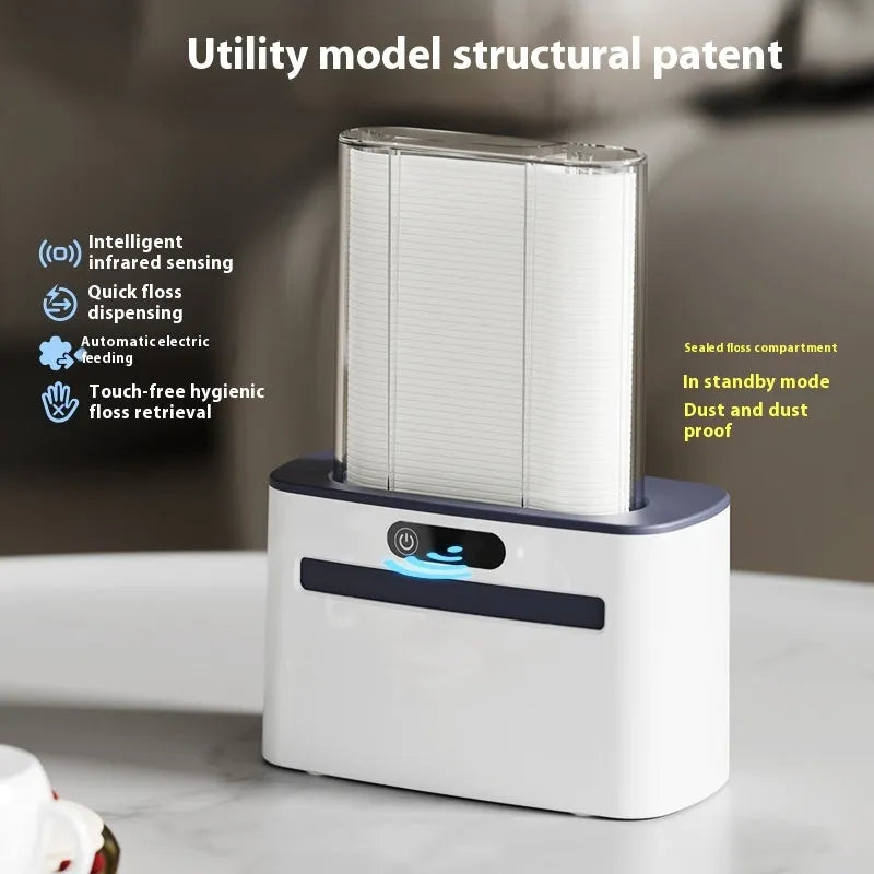 Intelligent induction dental floss box in dark grey, light grey, and gold colour options.