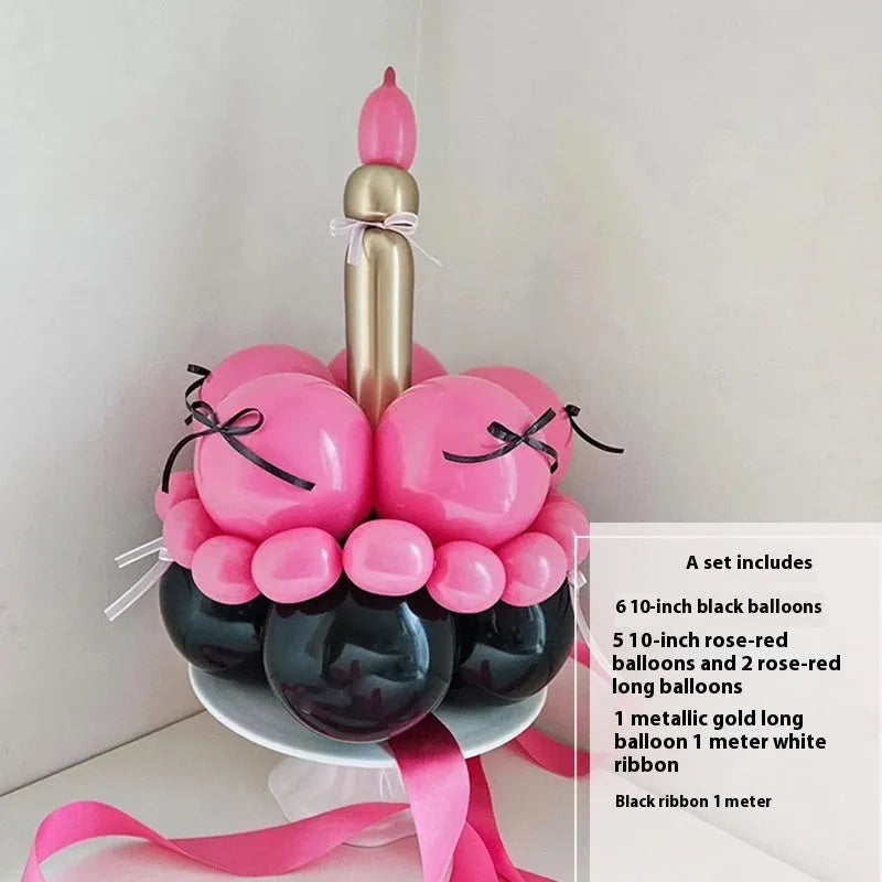 Round balloon bouquet cake decoration DIY kit with complete balloon sets for birthday parties