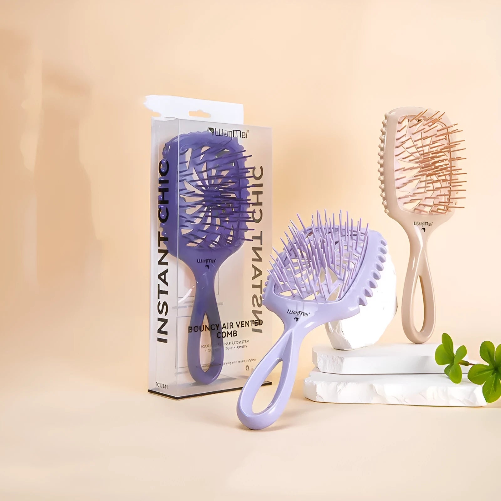 Original Design Whirlwind Hollow Hairdressing Comb over 20cm in dark purple on white background