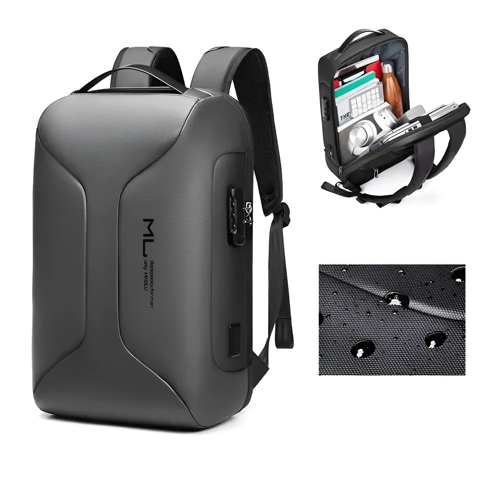 Men's large capacity business travel backpack in Oxford cloth solid colour with air pillow belt