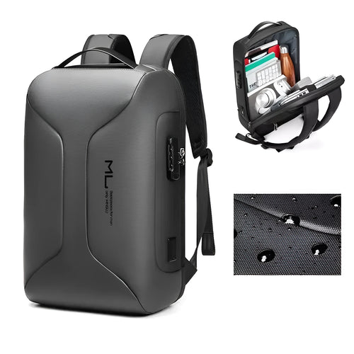 Men's large capacity business travel backpack in Oxford cloth solid colour with air pillow belt