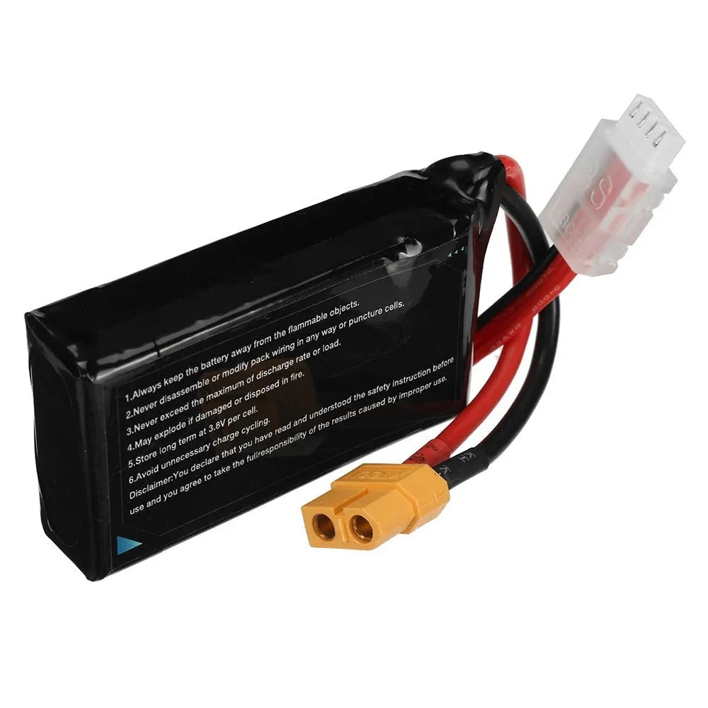 1200mAh 7.4V 2S lithium polymer RC battery pack for remote control cars and model ships.