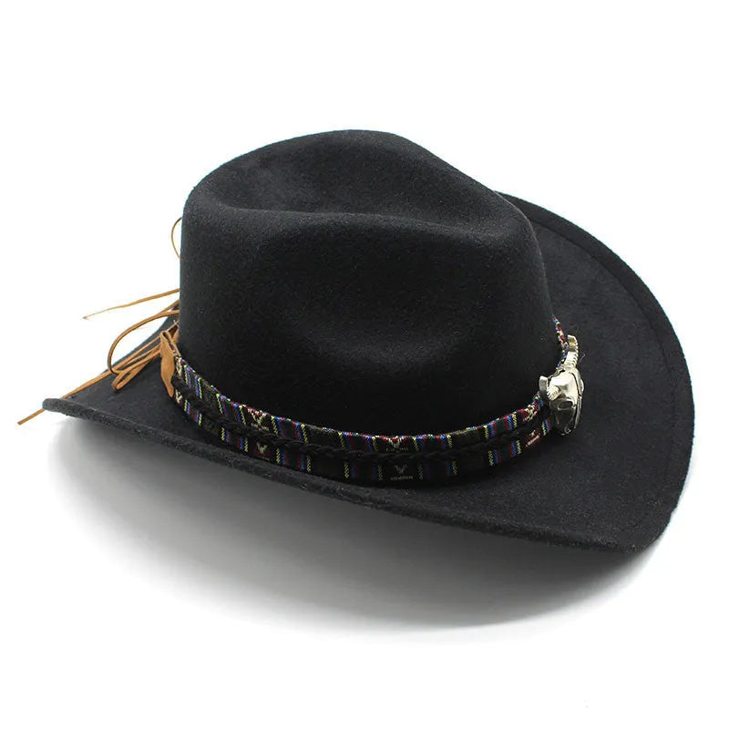 Western cowboy hat with bell crown on head, showing adjustable 56-58cm fit in army green colour.