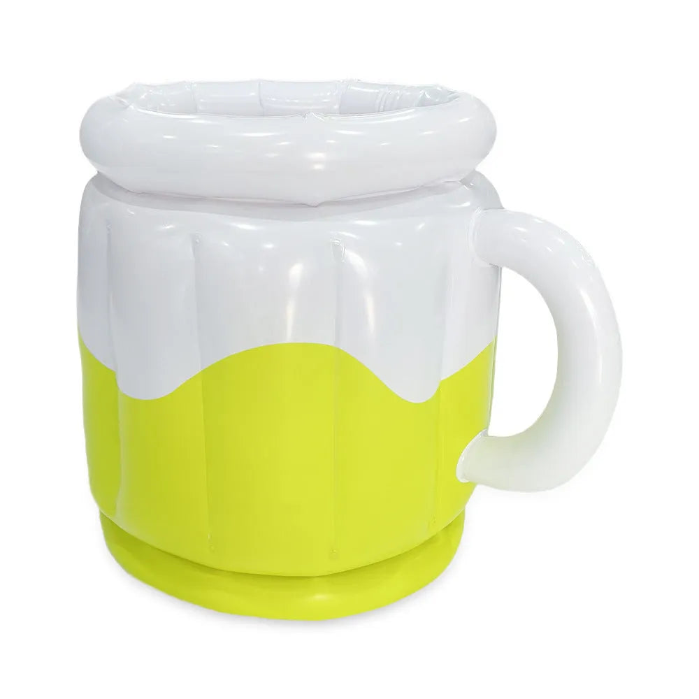 Yellow inflatable PVC ice bucket for beer steins, suitable for parties and outdoor events