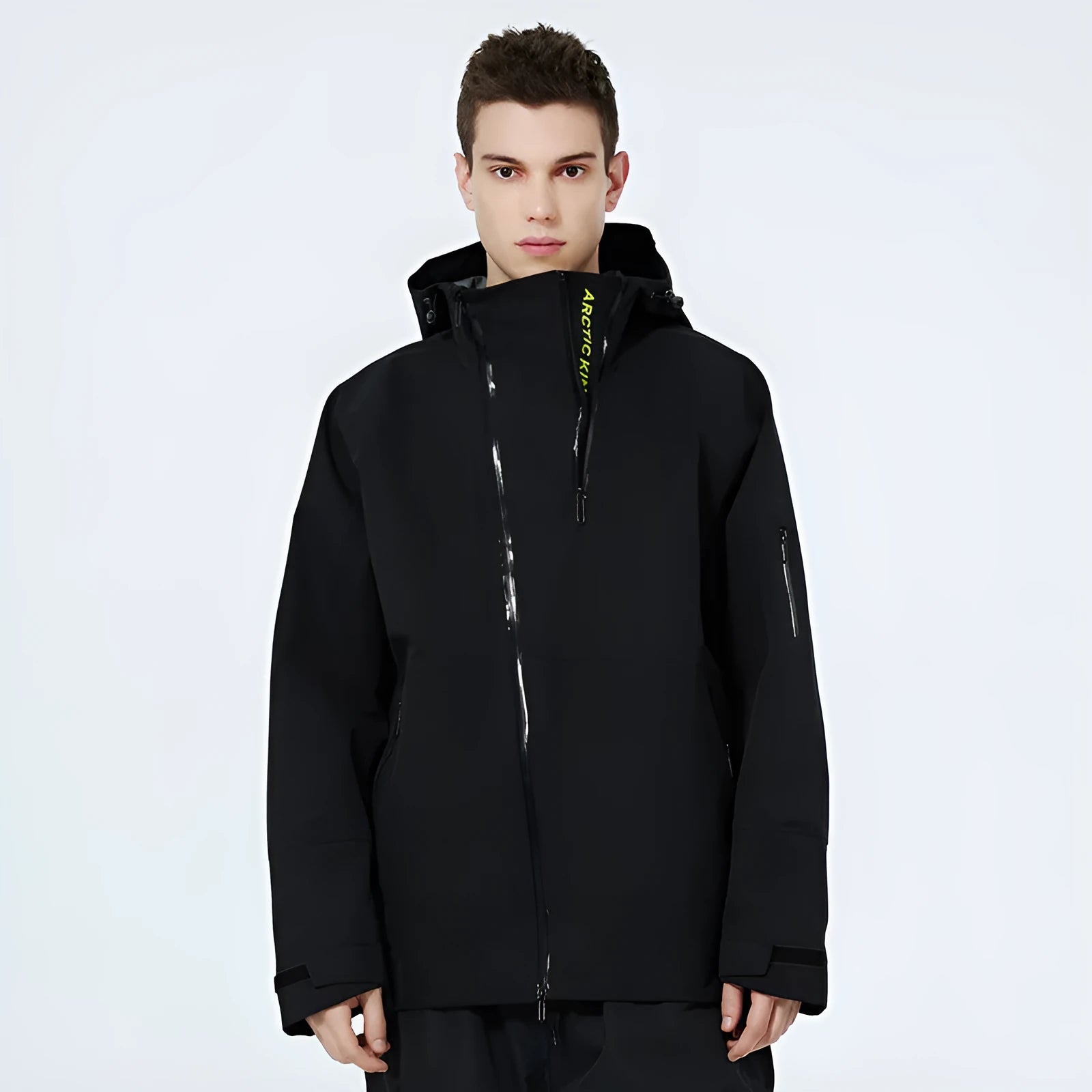 Unisex windproof waterproof ski suit for winter sports in yellow black grey colours