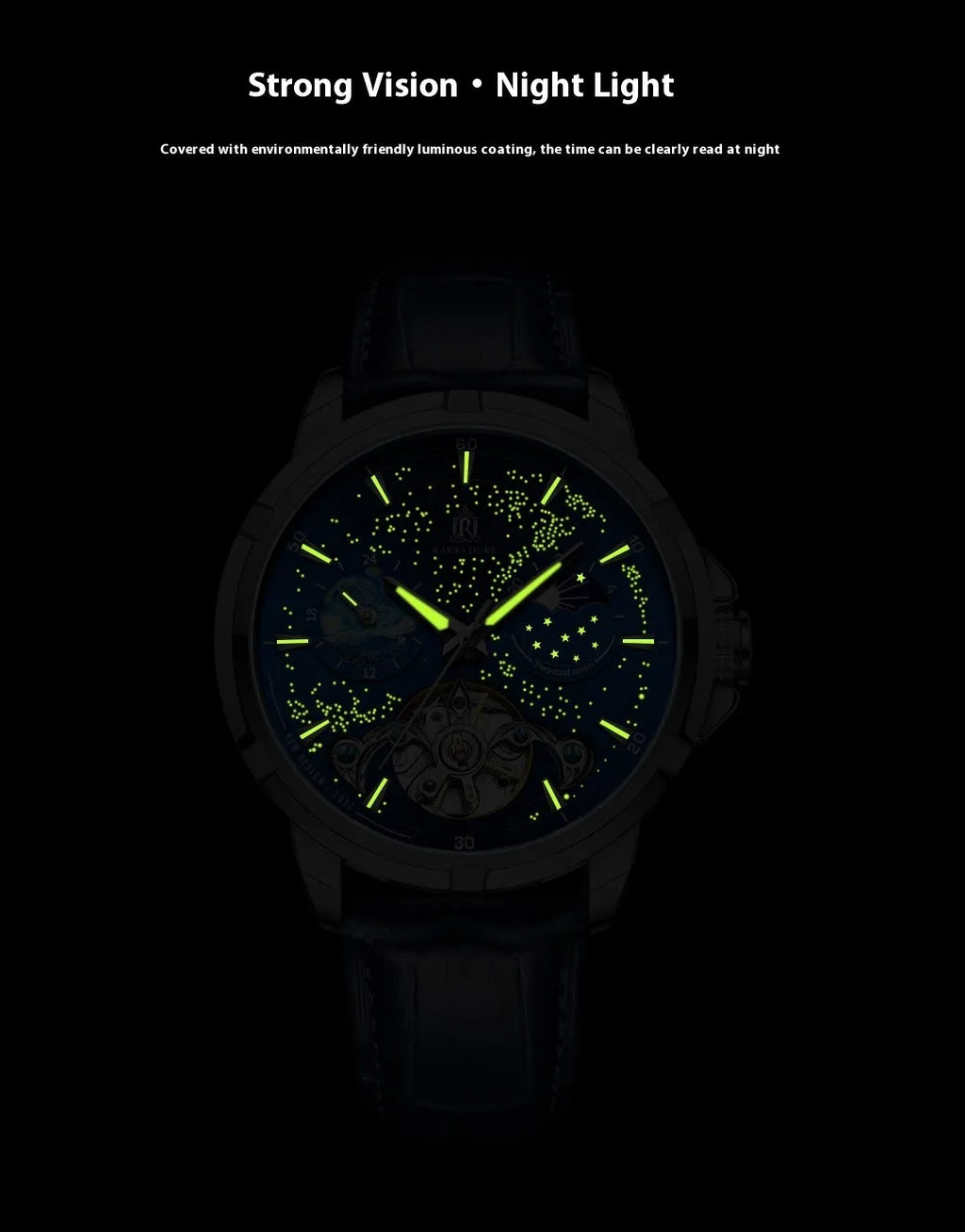 Blue dial men's automatic mechanical watch with stainless steel case on wrist