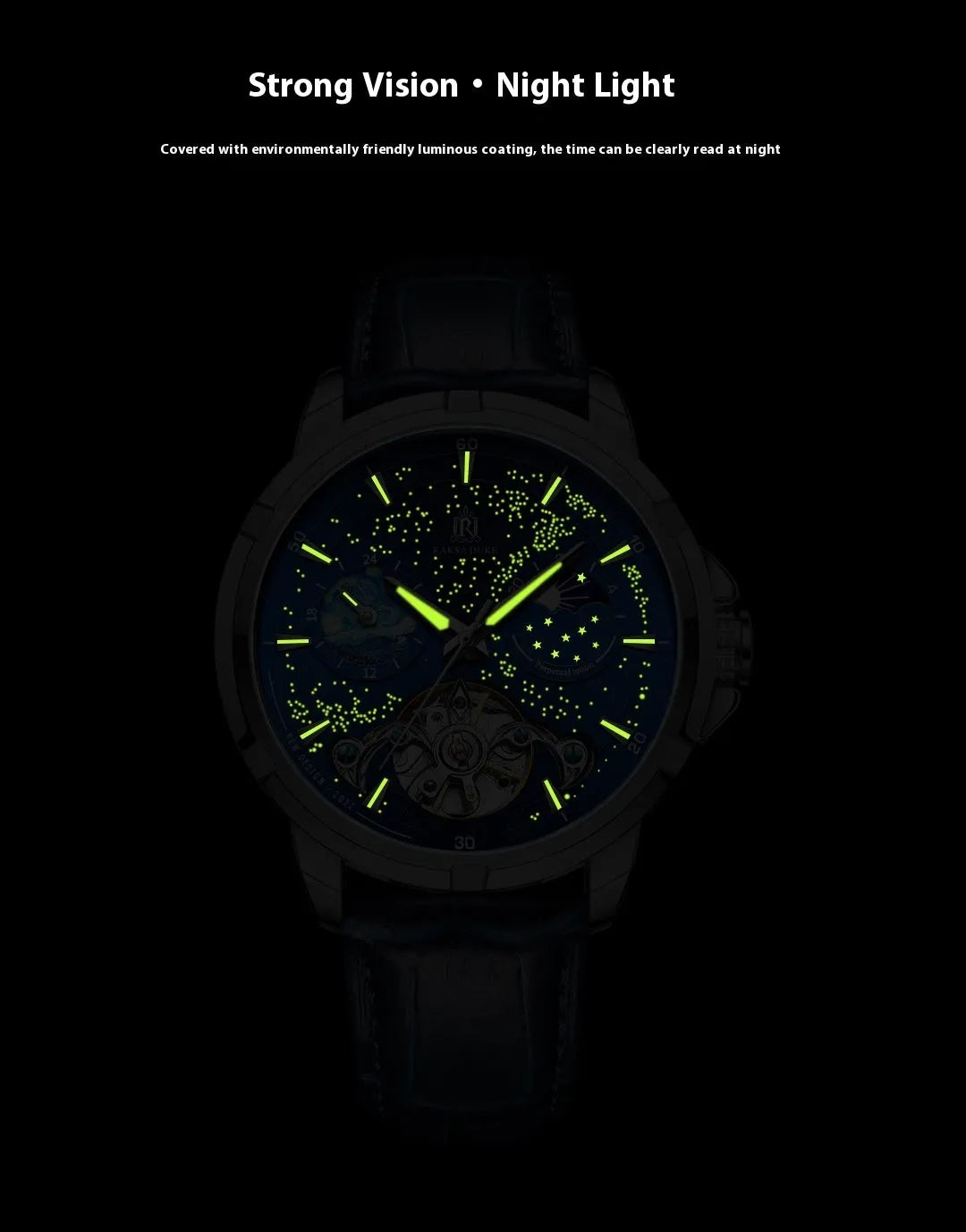 Blue dial men's automatic mechanical watch with stainless steel case on wrist