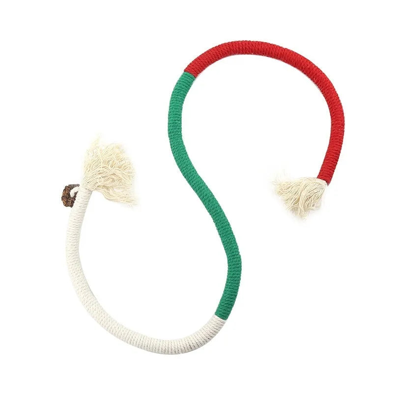 Cat bite rope toy self-hi relieving stuffy pet toy in traffic light colour with cotton thread construction