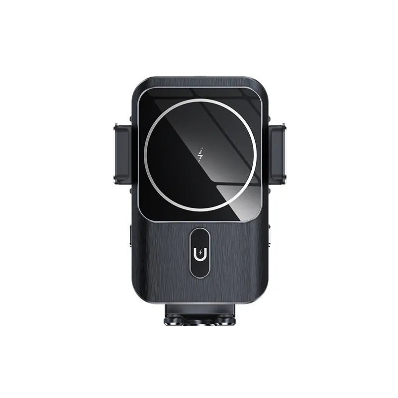 Car wireless charger mobile phone holder with 15W charging and two mounting options: clip style and suction cup