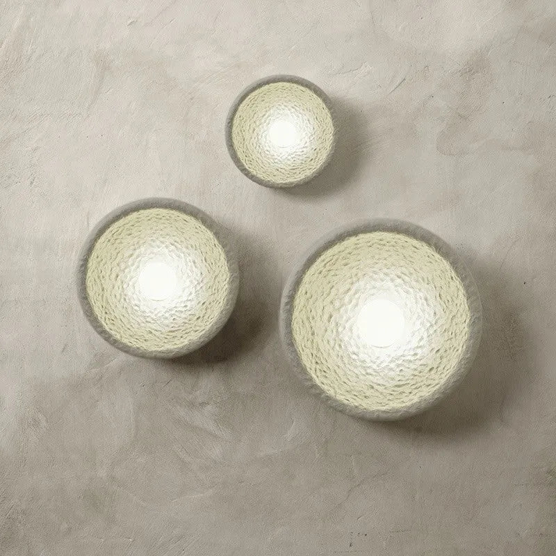 Japanese minimalist wall lamp with resin shade in 20cm, 26cm, and 32cm diameter options