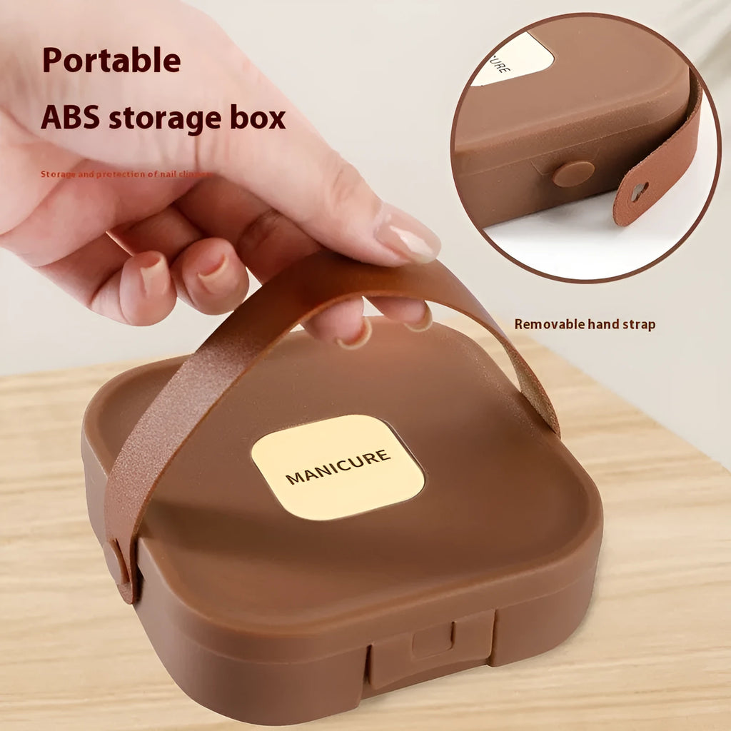 Anti-splash portable household fingernail maintenance kit with stainless steel tools in multiple colours