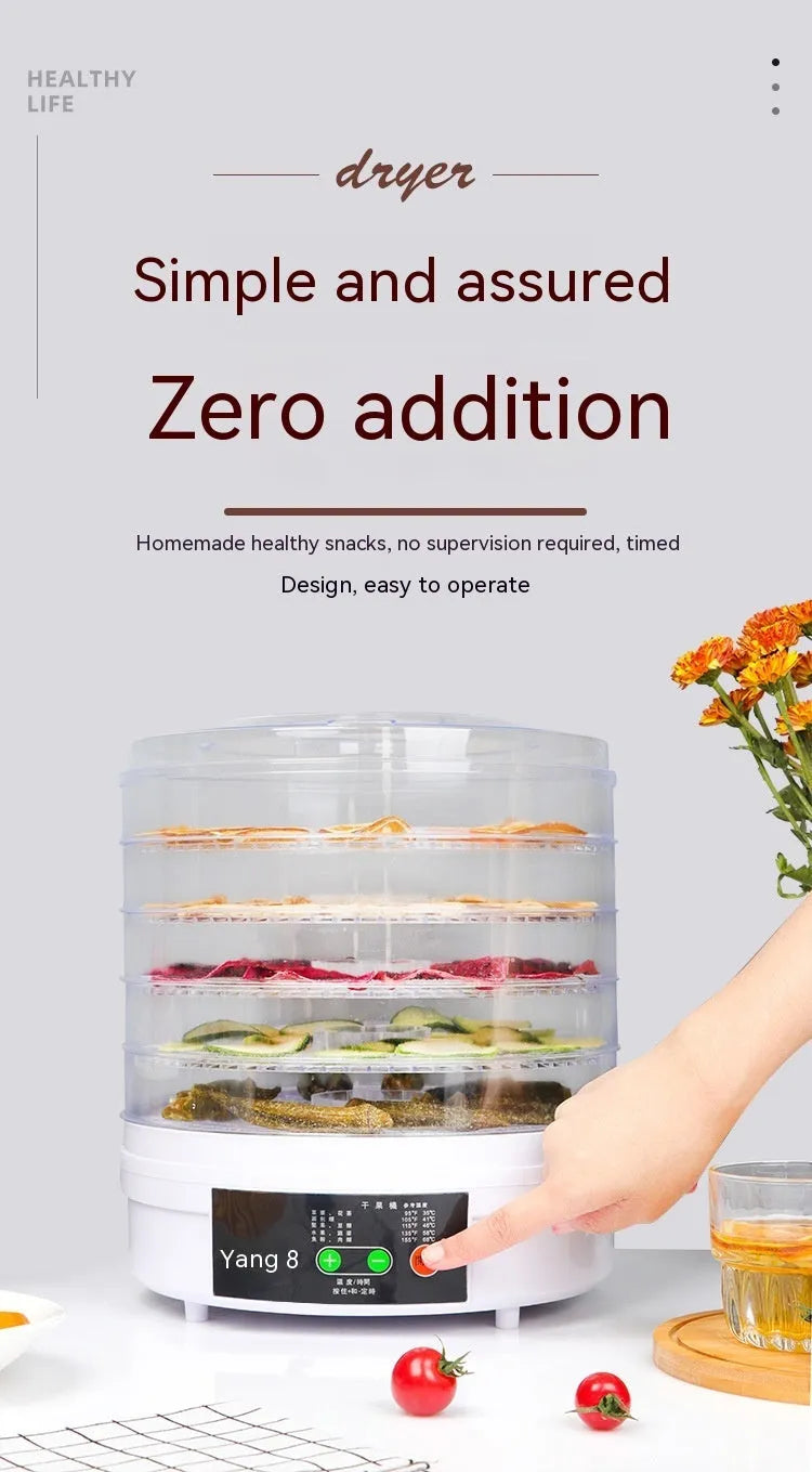Five-layer household food dehydrator with removable drying trays and UK plug