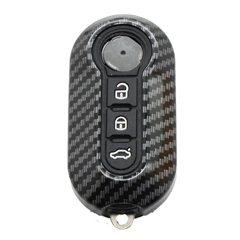 Fiat 500 Boyue carbon fibre pattern key case in black, red and dark blue colours