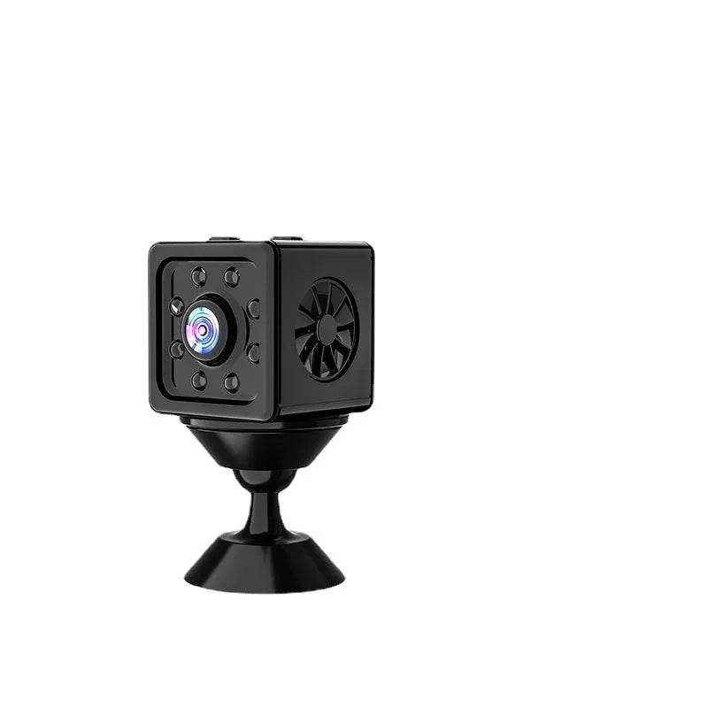 Black K13 cube-shaped remote sports camera with mounting bracket on a white background.
