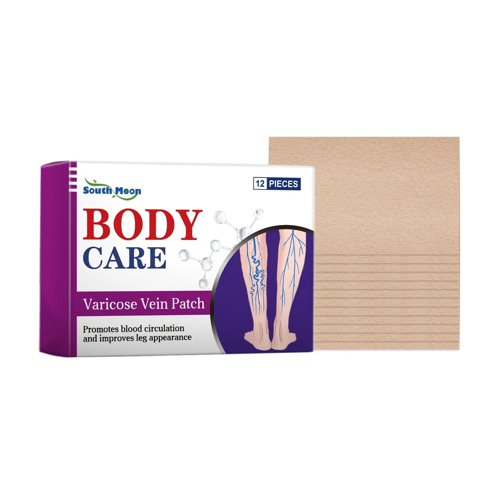 Standard pack of 12 leg care patches with plant ingredients for nourishing massage