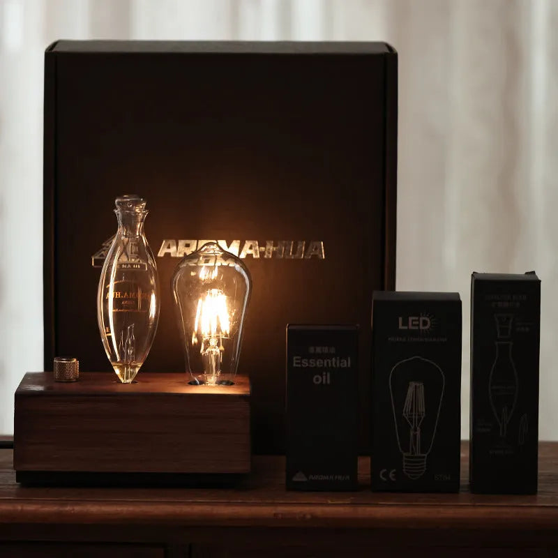 Smart Waterless aroma diffuser with glass reservoir, column shape, and ambience light, available in multiple colour options