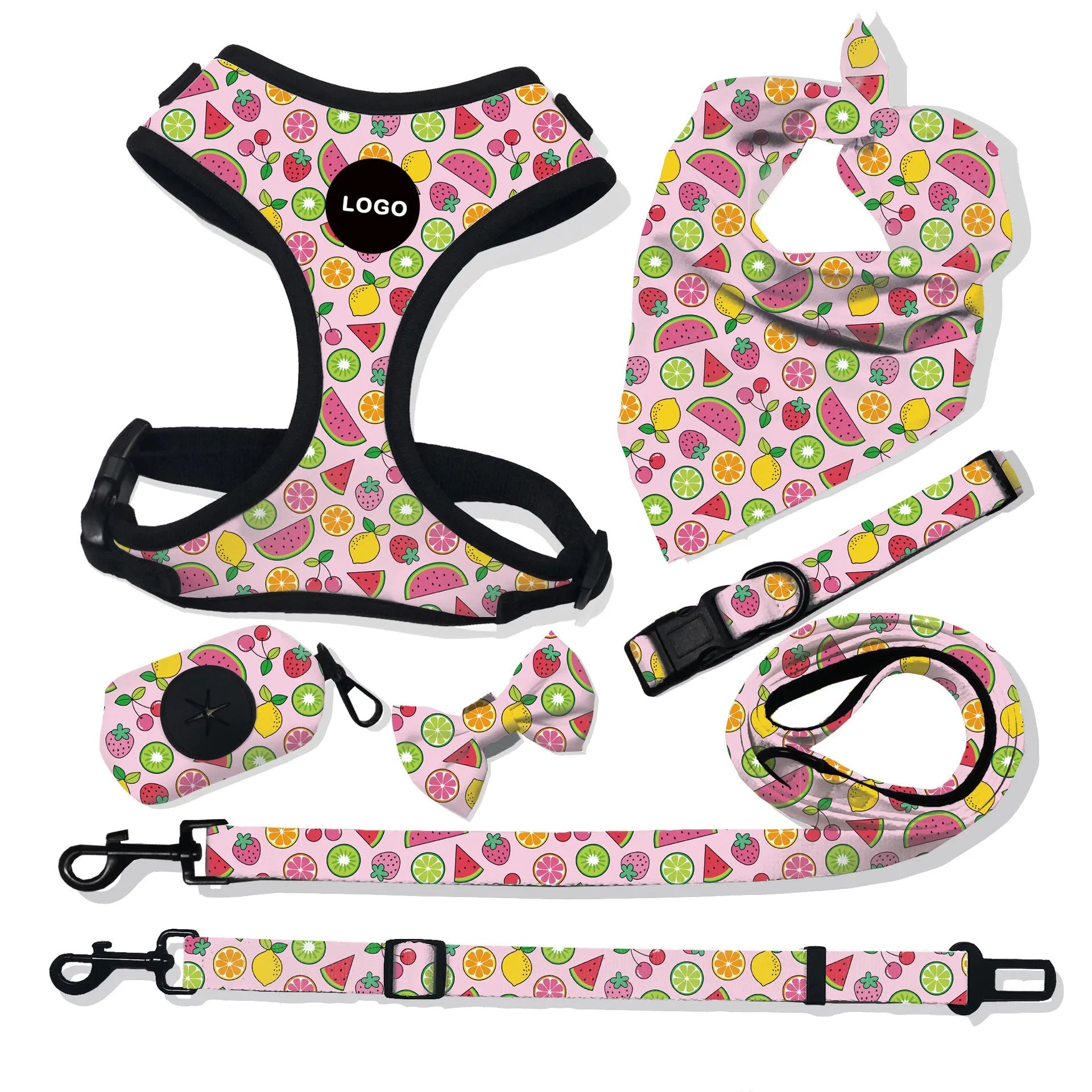 Cloth breathable dog harness leash set with traction rope in Style 1 print